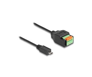 DeLOCK Câble Adaptateur USB 2.0 Type Micro-B mâle vers Bornier 5-Pin 15cm - Connecteur USB Micro-B droit, Bornier Femelle droit - Réf. 66251