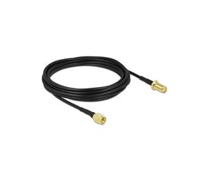 DeLOCK Câble Antenne 90441, 5m, SMA Mâle vers SMA Femelle, LMR100, 50 Ohm, Contacts Or, Noir