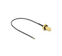 DeLOCK Câble Antenne RP-SMA Femelle Cloison vers I-PEX MHF 4L LK Mâle 1.37, 0.2m, 50 Ohm, Filetage 10mm, Résistant aux Éclaboussures