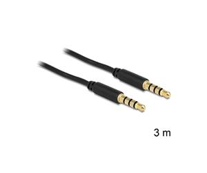 DeLOCK Câble Audio 3.5mm Mâle - 3.5mm Mâle 3m, Contacts Or, Noir, Référence 83437. Connecteurs plaqués or pour transmission optimale.