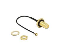 DeLOCK Câble Coaxial 88965 1m SMA vers MHF 50 Ohm, Connecteurs droits, Diamètre 1.3mm, Gaine Noire, Conditionnement unitaire en sachet