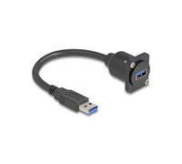 DeLOCK Câble D-Type USB 5Gbps, Type-A Mâle vers Type-A Femelle, Noir, 20 cm, AWG 28/24, Diamètre 6 mm, Transfert Max 5 Gbps