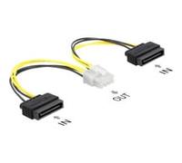 Delock Câble d'alimentation 2 x SATA 15 Broches mâle vers 8 Broches EPS mâle 15 cm