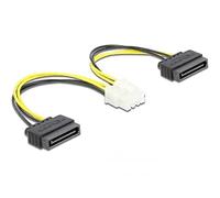 Delock Câble d'alimentation 2 x SATA 15 Broches mâle vers 8 Broches EPS mâle 15 cm