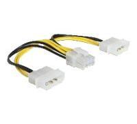 DeLOCK 83410 Câble d'Alimentation Interne 0.15m, Connecteur EPS (8-pin) Mâle vers Molex (3-pin) Mâle, Noir/Jaune