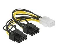 Delock - Câble d'alimentation - Alimentation PCIe de 6 broches (F) pour Alimentation PCIe de 8 broches (6+2) (M) - 12 V - 15 cm - verrouillé