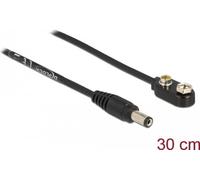 DeLOCK Câble d'alimentation DC 5,5 x 2,1 mm mâle pour le raccordement d'une pile de 9 V, pile monobloc de 9 V, DC 5,5 x 2,1, 0,3 m, noir