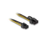 DeLOCK Câble d'Alimentation PCI Express 6-Pin Mâle vers 2x PCI Express 6+2-Pin Mâle, 50cm, Noir/Jaune, Connecteurs Droit, Réf. 83004