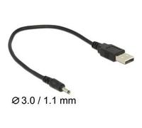 Delock - Câble d'alimentation / USB - USB (alimentation uniquement) (M) pour DC jack de 3,0 mm x 1,1 mm (M) - 27 cm - noir