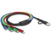 Delock Câble de charge USB USB 2.0 USB-A mâle, USB-C® mâle, USB-C® mâle, USB-Micro-B mâle, Connecteur Lightning 1.20 m noir, bleu