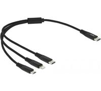 Delock Câble de charge USB USB 2.0 USB-C® mâle, USB-C® mâle, USB-Micro-B mâle, Connecteur Lightning 0.30 m noir 87148