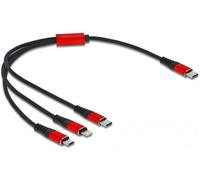 Delock Câble de charge USB USB 2.0 USB-C® mâle, USB-C® mâle, USB-Micro-B mâle, Connecteur Lightning 0.30 m noir, rouge 86710
