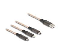 DeLock Câble de chargement USB 3-en-1 RGB Type-A vers Lightning/Micro-USB/USB-C 1,20 m