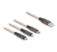 DeLock Câble de chargement USB 3-en-1 RGB Type-A vers Lightning/Micro-USB/USB-C 1,20 m