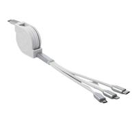 DeLOCK Câble de chargement USB Type-C™ 3 en 1 rétractable pour Lightning™ / Micro USB/USB Type-C™ blanc