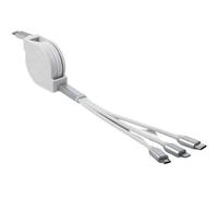 DeLOCK Câble de chargement USB Type-C™ 3 en 1 rétractable Lightning / Micro USB / USB Type-C™ blanc