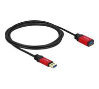 Câble USB Delock 82753 USB 3.2 Gen1 USB-A mâle, USB-A femelle 2.00 m rouge, noir contacts dorés, certifié UL