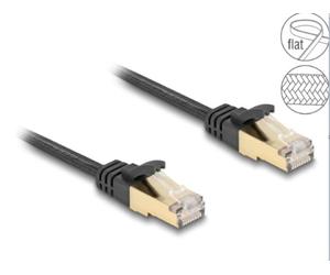 Delock Câble de réseau RJ45 plat avec chemise tressée Cat.6A U/FTP mâle - mâle 3 m noir