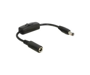 DeLOCK Câble d'extension DC 0.2m Noir - Connecteurs 2x DC 5.5x2.5mm (Mâle/Femelle) - AWG 22 - Longueur 0.2 mètre
