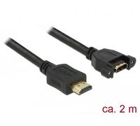 - Câble d'extension HDMI avec Ethernet - HDMI mâle pour HDMI femelle vissable - 2 m - noir - support 4K