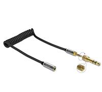 Delock Câble d'extension spirale 3,5 mm 3 broches vers jack femelle avec adaptateur à vis 6,35 mm 1 m