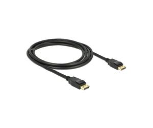 DeLOCK Câble DisplayPort 2m Noir - DP Mâle vers DP Mâle, Version 1.2a, 3840x2160 60Hz, 21.6 Gbps, Cuivre 28 AWG, Triple Blindage
