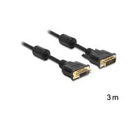 DeLOCK Câble DVI-D / DVI-D 3m Noir - Connecteurs Plaqué Or Mâle/Femelle - Réf. 83187 - Longueur 3 mètres