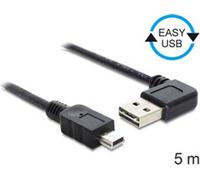 Delock Câble EASY-USB 2.0 Type-A mâle coudé gauche / droite > USB 2.0 Type Mini-B mâle 5 m (83381)