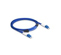 DeLOCK Câble Fibre Optique 3m LC Duplex à LC Duplex OS2 Single Mode, Blindage Métallique, LSZH, Diamètre 3mm, -20°C à +85°C