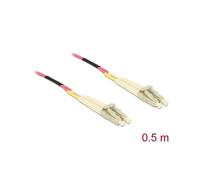 DeLOCK Câble Fibre Optique LC/LC OM4 Multimode 50/125µm 0.5m LSZH Violet - Diamètre 1.8mm - Perte Insertion 0.1dB - Réf. 86544