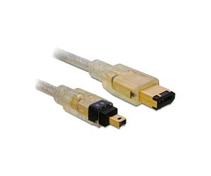 DeLOCK Câble FireWire A/A Mâle/Mâle 1.0m Gris - Réf. 82576, Longueur 1 mètre, Connecteurs FireWire A des deux côtés.