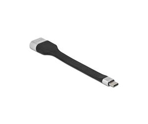 DeLOCK Câble FPC USB Type-C vers HDMI 4K 60Hz - 14cm, DP Alt Mode - Connecteurs M/F, Noir/Argent, Transfert 10.2Gbit/s, Résolution 3840x2160