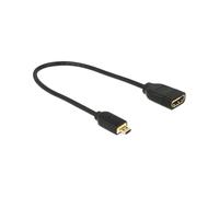 DeLOCK Câble HDMI 0.2m HDMI-A vers HDMI Micro-D, 3840x2160 (2160p), 18 Gbit/s, Contacts Or, Noir, AWG32, Compatible 3D, Type A (Standard) Femelle
