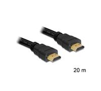 DeLOCK Câble HDMI 2.0 20m, HDMI Type A (Standard) Mâle/Mâle, 4K (4096x2160) 10.2 Gbit/s, Contacts Or, AWG24, Noir
