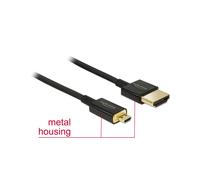 DeLOCK Câble HDMI 85119, 0.25m, HDMI Type A (Standard) vers HDMI Type D (Micro), 4K 60Hz, 3D, ARC, Contacts Or, Noir, AWG36
