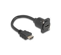DeLOCK Câble HDMI Mâle/Femelle 20cm, Type A, Noir, Support 3840x2160, AWG30, HDCP, pour Installation D-Type