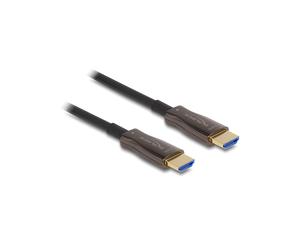 DeLOCK Câble HDMI Optique Actif 10m, 8K 60Hz, 48 Gbps, Connecteurs Type A, HDCP 1.4/2.3, Blindage Métallique, Fibre Optique/Cuivre, Noir