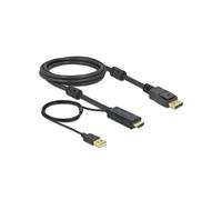 DeLOCK Câble HDMI Type A vers DisplayPort 1.2 Mâle/Mâle 2m, Résolution 4K 30Hz (2160p 120Hz), Chipset STDP2600, AWG28, Contacts Or