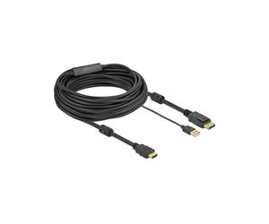 DeLOCK Câble HDMI vers DisplayPort 1.2 4K 30Hz 10m, Connecteurs Plaqué Or, AWG28, Chipset STDP2600, Modes Vidéo 1080p/2160p