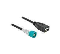 DeLOCK Câble HSD Z Mâle vers USB 2.0 Type-A Femelle 0.5m, Impédance 100 Ohm, Connecteurs Droit, Noir, Conditionnement Sachet PE