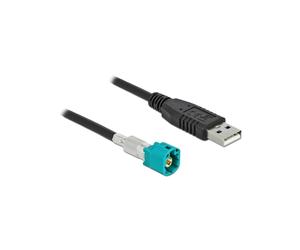 DeLOCK Câble HSD Z Mâle vers USB 2.0 Type-A Mâle 1m, Connecteurs Plaqué Or, 100 Ohm, Noir, Référence 90490