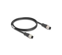 DeLOCK Câble Industriel M12 Mâle/Mâle A-code Cat5e S/FTP (S-STP) 1m, PVC Noir, AWG24, -25°C à 80°C, Connecteurs M12 Droit Blindés Aluminium