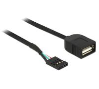 DeLOCK 83825 câble USB 0,4 m USB A Noir - Câbles USB (0,4 m, USB A, 2.0, Female Connector/Female Connector, 480 Mbit/s, Noir)