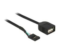 DeLOCK 83825 câble USB 0,4 m USB A Noir - Câbles USB (0,4 m, USB A, 2.0, Female Connector/Female Connector, 480 Mbit/s, Noir)