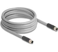 Delock câble M12 codé en L 5 broches mâle à femelle PUR compatible chaîne porte-câbles 5 m (80541)