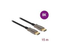 DeLOCK Câble Optique Actif HDMI 8K 60Hz 15m, Connecteurs Type A Mâle, HDCP 1.4/2.2, Bande Passante 48 Gbit/s, HDR, Diamètre 5.4mm