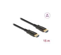 DeLOCK Câble Optique Actif HDMI 8K 60Hz 15m, Connecteurs Type A Mâle, HDCP 1.4/2.2, Bande Passante 48 Gbit/s, HDR, Diamètre 5.4mm