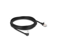 DeLOCK Câble Réseau RJ45 Cat.6A S/FTP 5m Noir, Coudé 90° Bas/Droit, AWG30, LSZH, Diamètre 4.5mm