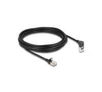 DeLOCK Câble Réseau RJ45 Cat.6A S/FTP 5m Noir, Coudé 90° Haut/Droit, LSZH, AWG30, Diamètre 4.5mm