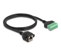 Delock Câble RJ45 Cat.6 Femelle vers Bloc Terminal Adaptateur pour Montage 1 m 2 pièces